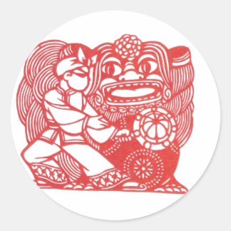 Dansen met leeuw ronde sticker