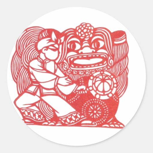 Dansen met leeuw ronde sticker (Voorkant)