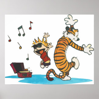 Dansen met Vinyl Phonograph Cute Hobbes Artwork Poster