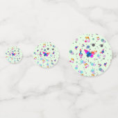 Dansen muziek van kleuren op groen confetti (Achterkanten)