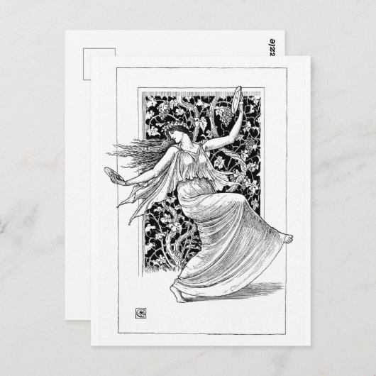 Dansen Nymph - kunst in zwart-wit Briefkaart (Voorkant / Achterkant)