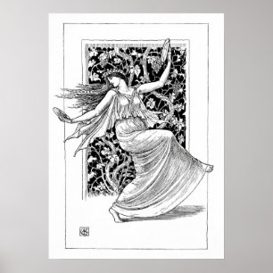 Dansen Nymph -  kunst in zwart-wit Poster