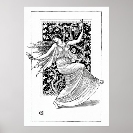 Dansen Nymph -  kunst in zwart-wit Poster (Voorkant)