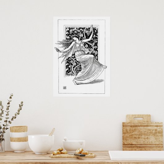Dansen Nymph -  kunst in zwart-wit Poster (Keuken)
