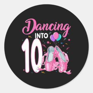 Dansen op 10-jarige verjaardag Ballerina Girl P Ronde Sticker