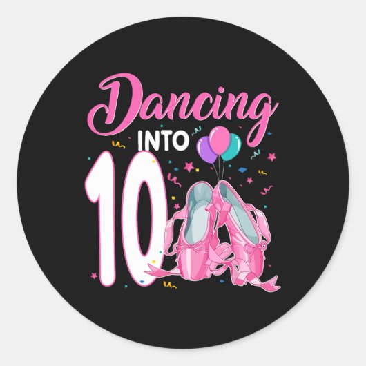 Dansen op 10-jarige verjaardag Ballerina Girl P Ronde Sticker (Voorkant)