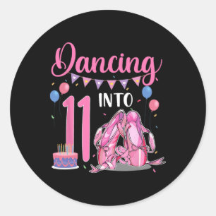 Dansen op 11e verjaardag Ballerina Ballet 11 jaar Ronde Sticker