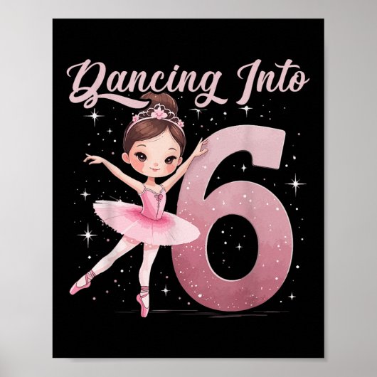 Dansen op 6 verjaardagsfeestballetmeisjes poster (Voorkant)
