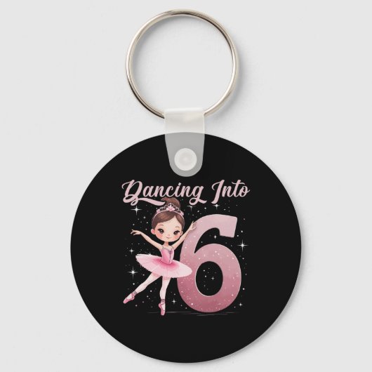 Dansen op 6 verjaardagsfeestballetmeisjes sleutelhanger (Voorkant)
