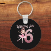 Dansen op 6 verjaardagsfeestballetmeisjes sleutelhanger (Voorkant)