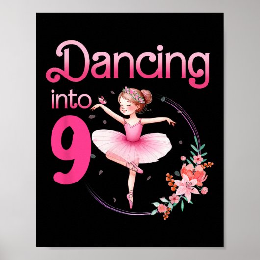 Dansen op 9 Ballerina 9e verjaardagsfeest Ballet Poster (Voorkant)