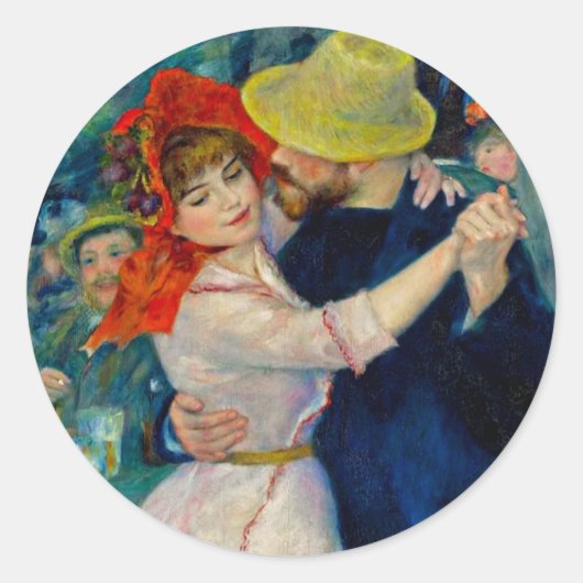 Dansen op Bougival Pierre Renoir Ronde Sticker (Voorkant)