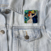Dansen op Bougival Pierre Renoir Vierkante Button 5,1 Cm (In situ)