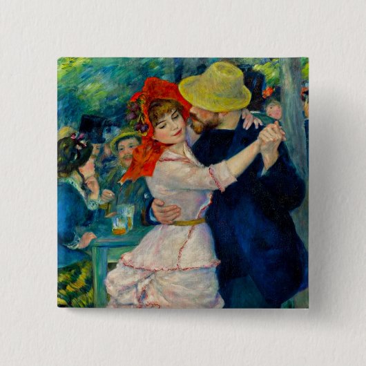 Dansen op Bougival Pierre Renoir Vierkante Button 5,1 Cm (Voorkant)