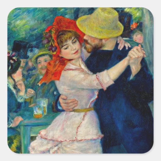 Dansen op Bougival Pierre Renoir Vierkante Sticker (Voorkant)