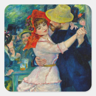 Dansen op Bougival Pierre Renoir Vierkante Sticker