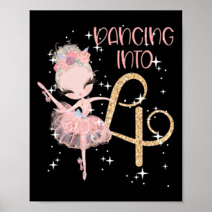 Dansen op de 4e verjaardag Girl Ballet Party Dance Poster