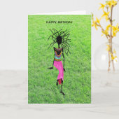 Dansen op de Green Grass Birthday Kaart (Gele Bloem)