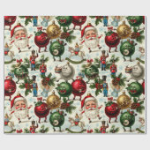 Dansen op de kerstman en magische Ornamenten Cadeaupapier (Vlak)