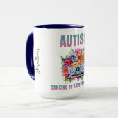 Dansen op een andere Beat. Autisme Bewustzijn Mok (Voorkant links)