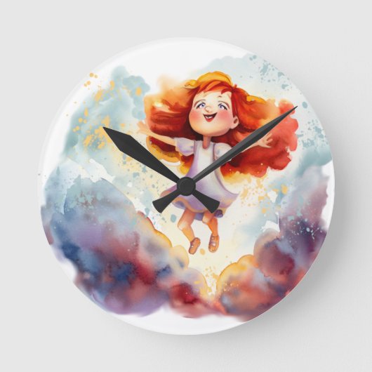 Dansen op een Cloud Nursery Bedroom Clock Ronde Klok (Voorkant)