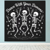 Dansen op Halloween Skeletten Canvas Afdruk (Insitu (Houten vloer))