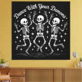 Dansen op Halloween Skeletten Canvas Afdruk (Insitu (Woonkamer))