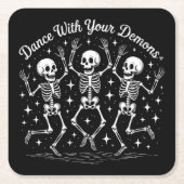 Dansen op Halloween Skeletten Kartonnen Onderzetters (Voorkant)