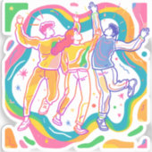 Dansen Pride Rainbow Art | Kleurrijke LGBTQ+ Sticker (Voorkant)