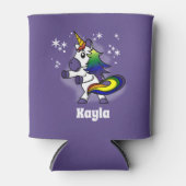 Dansen Regenboog Eenhoorn met Sterrenhemel Paarse Blikjeskoeler (Voorkant)