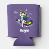 Dansen Regenboog Eenhoorn met Sterrenhemel Paarse Blikjeskoeler (Achterkant)