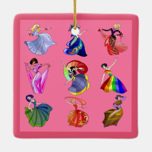 Dansen Regenboog Prinsessen populair roze Keramisch Ornament