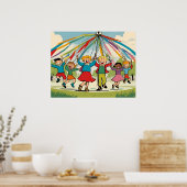 Dansen rond de Maypole - Kinderen speelgoed Poster (Keuken)