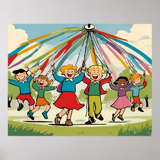 Dansen rond de Maypole - Kinderen speelgoed Poster (Voorkant)
