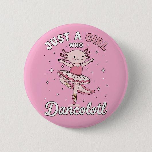 Dansen Roze Axolotl in Ballet Tutu Ronde Button 5,7 Cm (Voorkant)