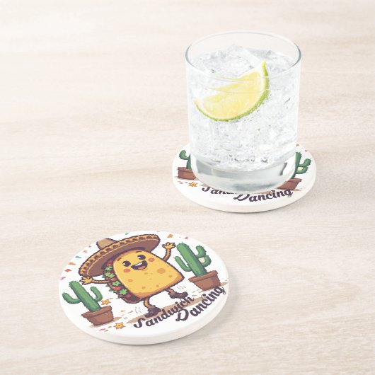 Dansen Sandwich Fiesta Zandsteen Onderzetter (Zijkant)