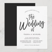 Dansen Script Black|White Wedding Kaart (Voorkant / Achterkant)