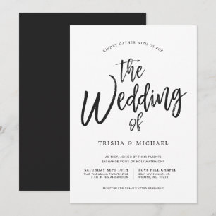 Dansen Script Black White Wedding Kaart