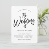 Dansen Script Black|White Wedding Striped Back Kaart (Staand voorkant)