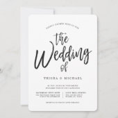 Dansen Script Black|White Wedding Striped Back Kaart (Voorkant)