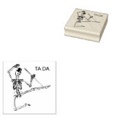 DANSEN SKELET MET TOP HOED Wood Art Stamp Rubberstempel (Gestempeld)