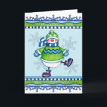 Dansen Snowman - Wenskaart Feestdagen Kaart<br><div class="desc">Een winterseizoen wenskaart van een dansende sneeuwman.</div>