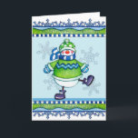 Dansen Snowman - Wenskaart Feestdagen Kaart<br><div class="desc">Een winterseizoen wenskaart van een dansende sneeuwman.</div>