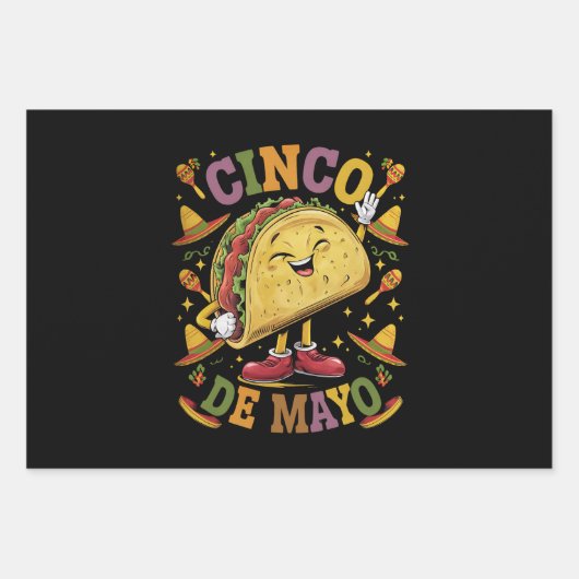 Dansen Taco Grappig Cinco de Mayo Fiesta Party Inpakpapier Vel (Voorkant)