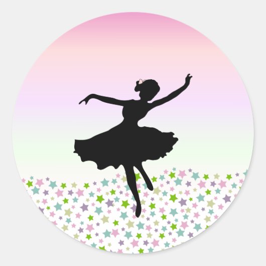 Dansen tussen sterren - roze zonsondergang ronde sticker (Voorkant)