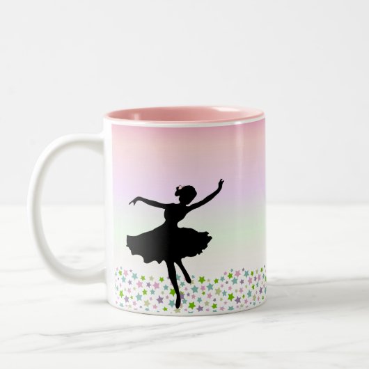 Dansen tussen sterren - roze zonsondergang tweekleurige koffiemok (Links)