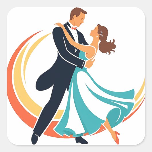 dansen vierkante sticker (Voorkant)