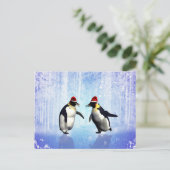 Dansen voor kerst, grappige pinguïn feestdagenkaart (Staand voorkant)