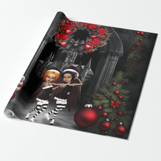 Dansen voor Kerstmis. Cadeaupapier (Uitgerold)