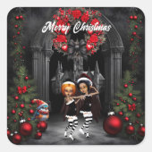 Dansen voor Kerstmis. Vierkante Sticker (Voorkant)